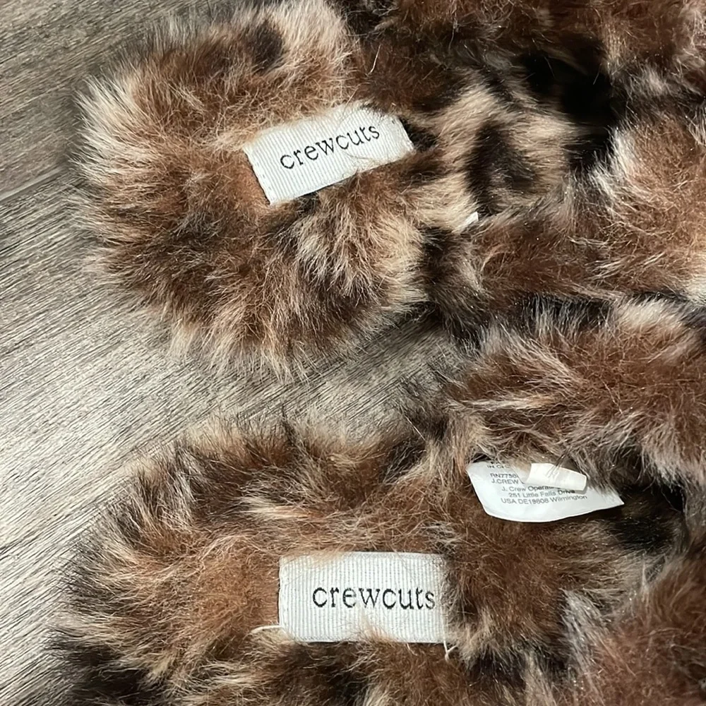 Crewcuts Kids Animal Print Faux Fur Slippers